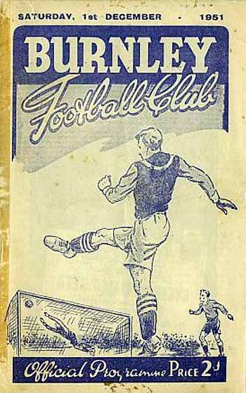programme cover for Burnley v Chelsea, Saturday, 1st Dec 1951