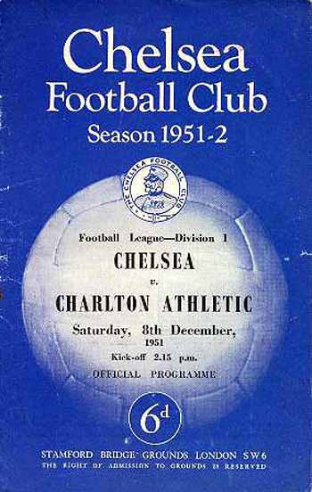 programme cover for Chelsea v Charlton Athletic, Saturday, 8th Dec 1951