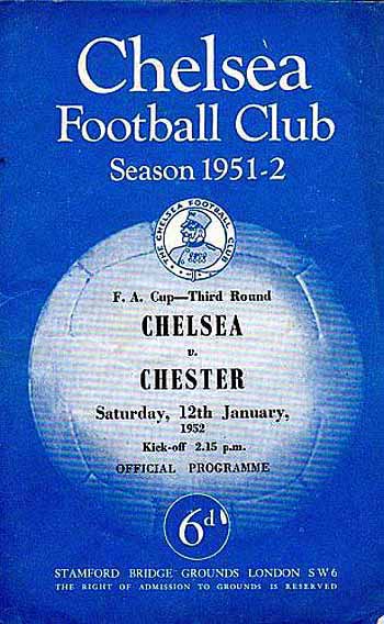 programme cover for Chelsea v Chester City, Saturday, 12th Jan 1952