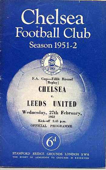 programme cover for Chelsea v Leeds United, Wednesday, 27th Feb 1952