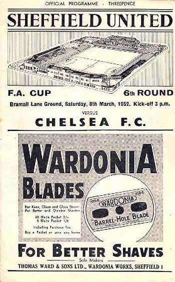 programme cover for Sheffield United v Chelsea, Saturday, 8th Mar 1952