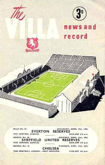 programme cover for Aston Villa v Chelsea, Tuesday, 15th Apr 1952