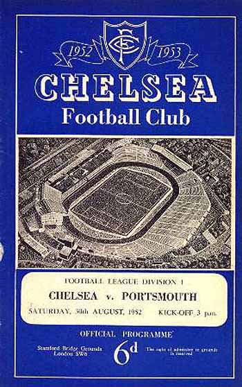 programme cover for Chelsea v Portsmouth, Saturday, 30th Aug 1952