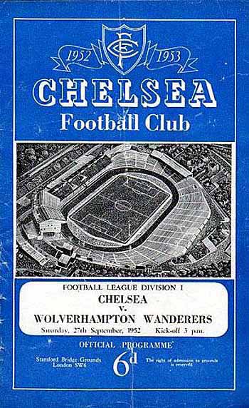 programme cover for Chelsea v Wolverhampton Wanderers, Saturday, 27th Sep 1952