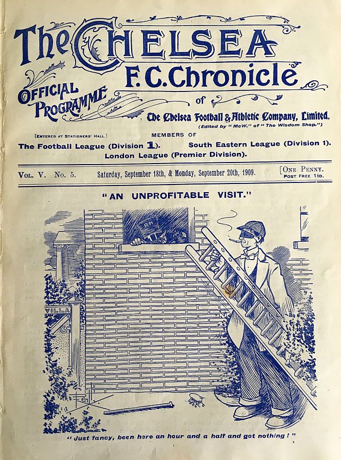 programme cover for Chelsea v Sheffield United, 18th Sep 1909
