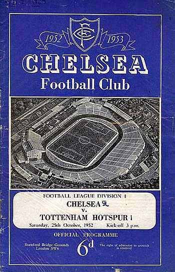 programme cover for Chelsea v Tottenham Hotspur, Saturday, 25th Oct 1952