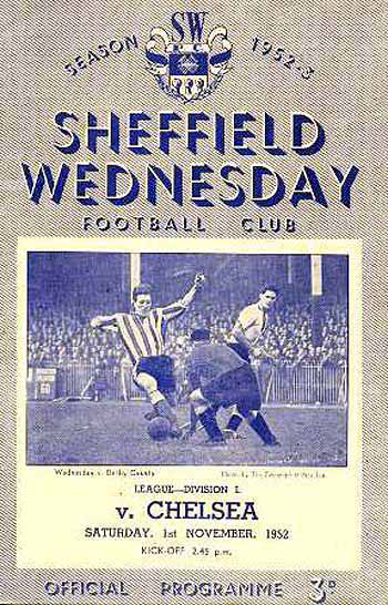 programme cover for Sheffield Wednesday v Chelsea, Saturday, 1st Nov 1952