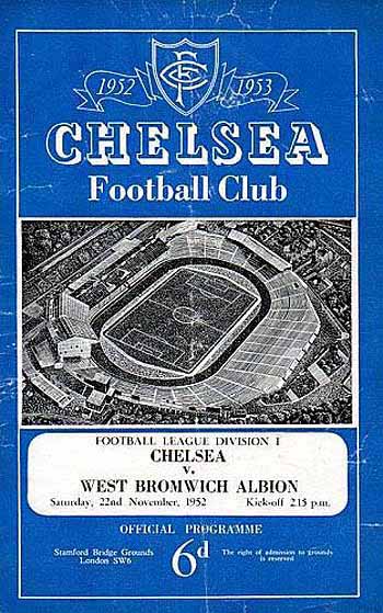 programme cover for Chelsea v West Bromwich Albion, Saturday, 22nd Nov 1952