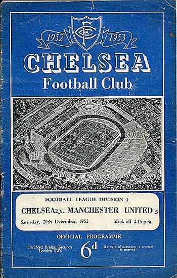 programme cover for Chelsea v Manchester United, Saturday, 20th Dec 1952