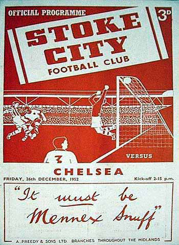 programme cover for Stoke City v Chelsea, Friday, 26th Dec 1952