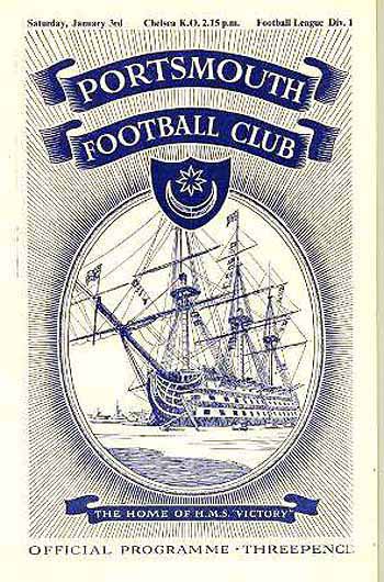 programme cover for Portsmouth v Chelsea, Saturday, 3rd Jan 1953