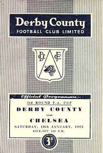 programme cover for Derby County v Chelsea, Saturday, 10th Jan 1953