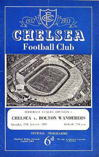 programme cover for Chelsea v Bolton Wanderers, Saturday, 17th Jan 1953