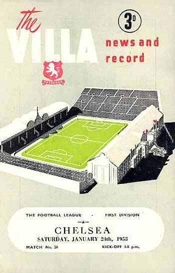 programme cover for Aston Villa v Chelsea, Saturday, 24th Jan 1953
