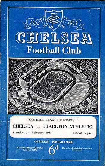 programme cover for Chelsea v Charlton Athletic, Saturday, 21st Feb 1953