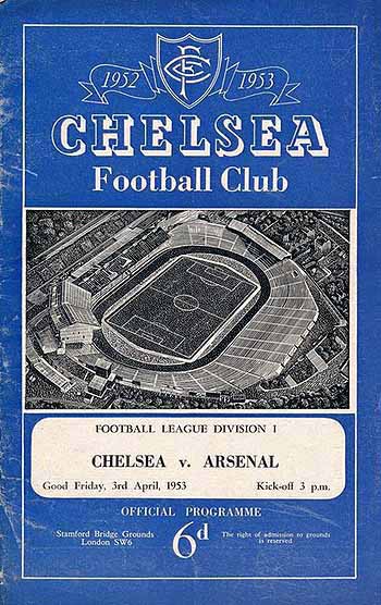 programme cover for Chelsea v Arsenal, 3rd Apr 1953