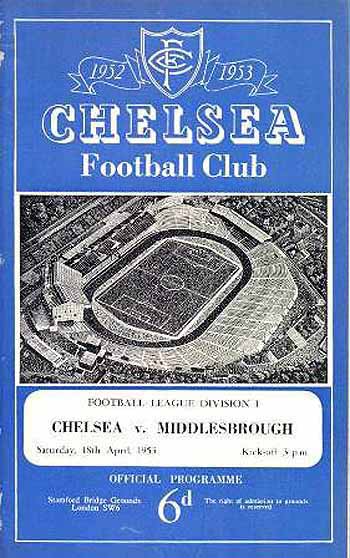 programme cover for Chelsea v Middlesbrough, Saturday, 18th Apr 1953