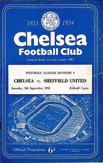 programme cover for Chelsea v Sheffield United, Saturday, 5th Sep 1953