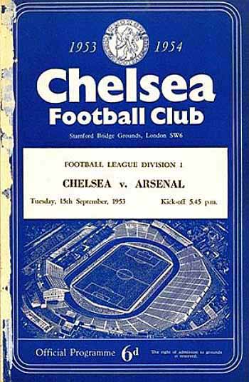 programme cover for Chelsea v Arsenal, Tuesday, 15th Sep 1953