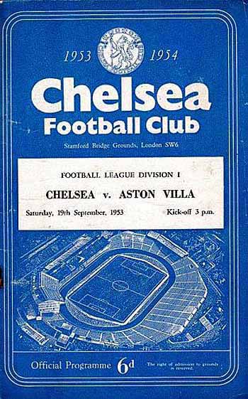 programme cover for Chelsea v Aston Villa, Saturday, 19th Sep 1953