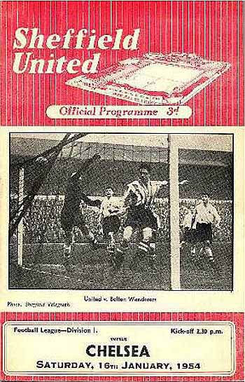 programme cover for Sheffield United v Chelsea, Saturday, 16th Jan 1954