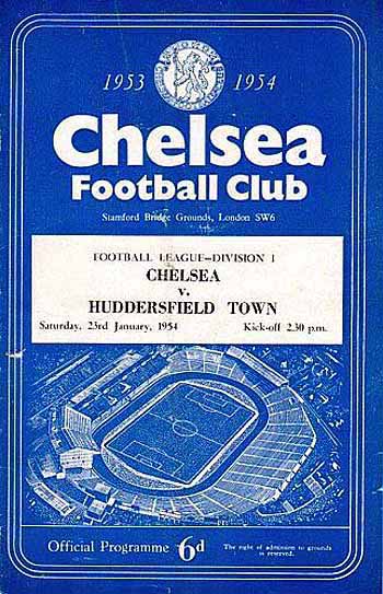 programme cover for Chelsea v Huddersfield Town, Saturday, 23rd Jan 1954