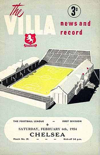 programme cover for Aston Villa v Chelsea, Saturday, 6th Feb 1954