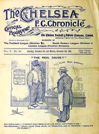 programme cover for Chelsea v Everton, Saturday, 6th Nov 1909