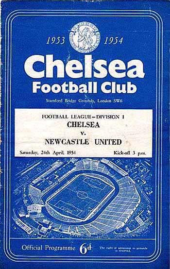 programme cover for Chelsea v Newcastle United, Saturday, 24th Apr 1954