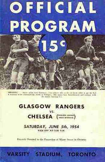 programme cover for Rangers v Chelsea, Saturday, 5th Jun 1954