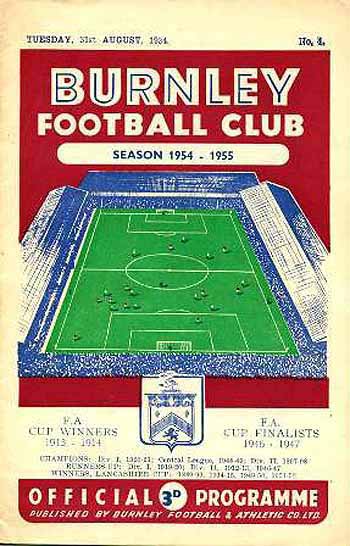 programme cover for Burnley v Chelsea, Tuesday, 31st Aug 1954
