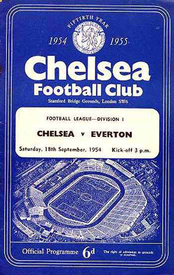 programme cover for Chelsea v Everton, Saturday, 18th Sep 1954