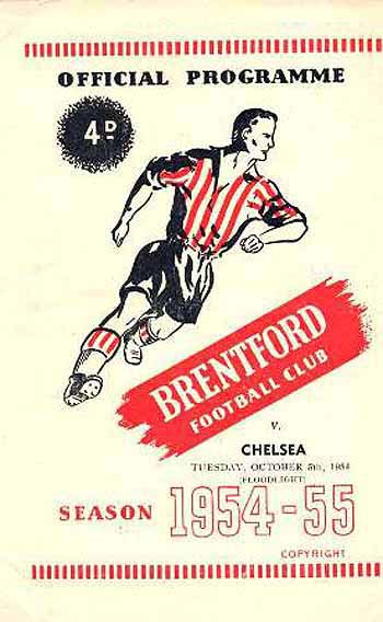 programme cover for Brentford v Chelsea, Tuesday, 5th Oct 1954