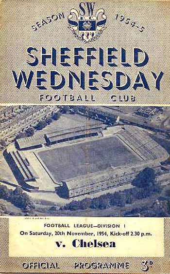 programme cover for Sheffield Wednesday v Chelsea, Saturday, 20th Nov 1954
