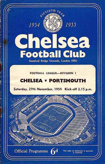 programme cover for Chelsea v Portsmouth, Saturday, 27th Nov 1954
