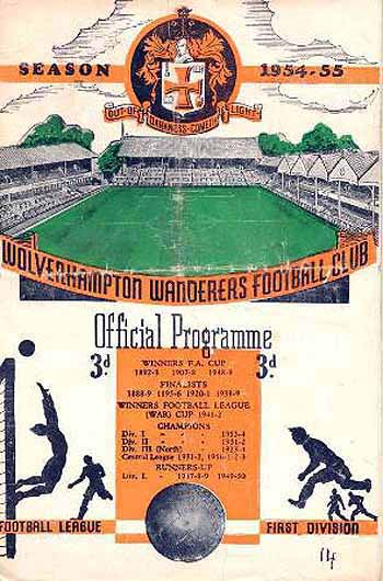 programme cover for Wolverhampton Wanderers v Chelsea, Saturday, 4th Dec 1954
