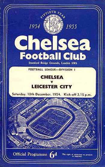 programme cover for Chelsea v Leicester City, Saturday, 18th Dec 1954