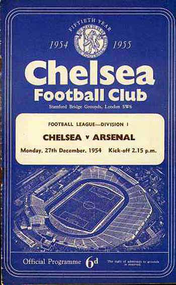 programme cover for Chelsea v Arsenal, 27th Dec 1954