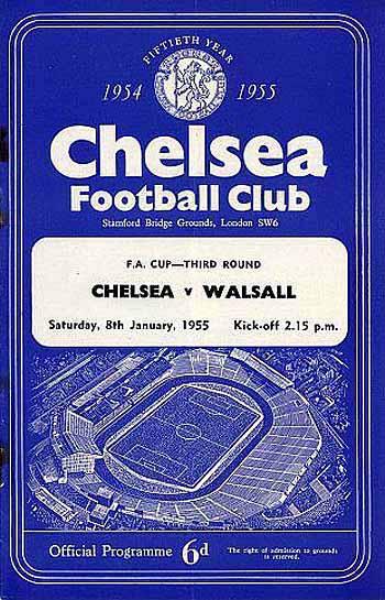 programme cover for Chelsea v Walsall, Saturday, 8th Jan 1955