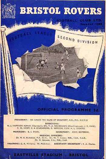 programme cover for Bristol Rovers v Chelsea, Saturday, 29th Jan 1955