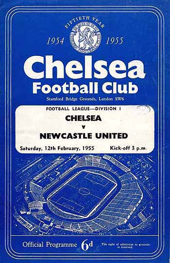 programme cover for Chelsea v Newcastle United, Saturday, 12th Feb 1955