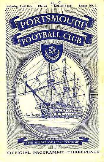 programme cover for Portsmouth v Chelsea, Saturday, 16th Apr 1955