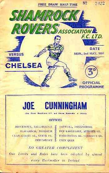 programme cover for Shamrock Rovers v Chelsea, 2nd May 1955