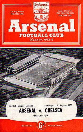 programme cover for Arsenal v Chelsea, Saturday, 27th Aug 1955