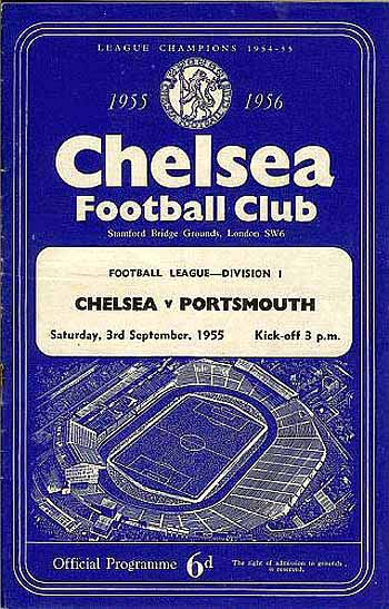 programme cover for Chelsea v Portsmouth, Saturday, 3rd Sep 1955