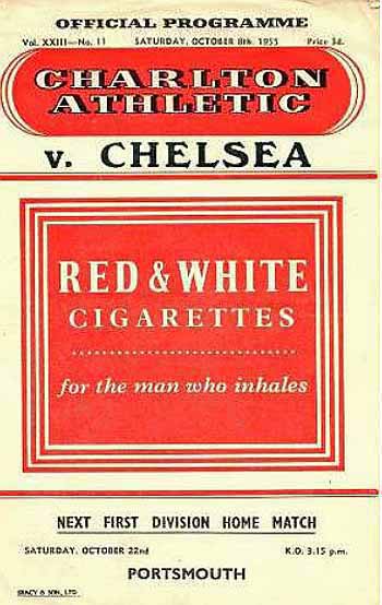 programme cover for Charlton Athletic v Chelsea, Saturday, 8th Oct 1955