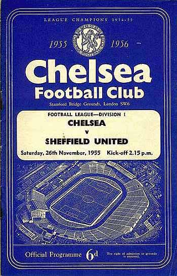 programme cover for Chelsea v Sheffield United, Saturday, 26th Nov 1955