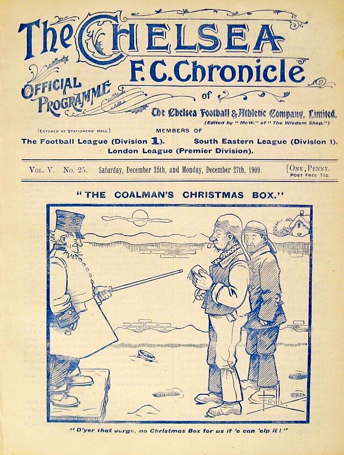 programme cover for Chelsea v Newcastle United, 27th Dec 1909
