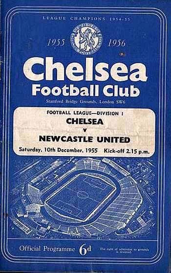 programme cover for Chelsea v Newcastle United, Saturday, 10th Dec 1955