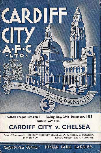programme cover for Cardiff City v Chelsea, Monday, 26th Dec 1955
